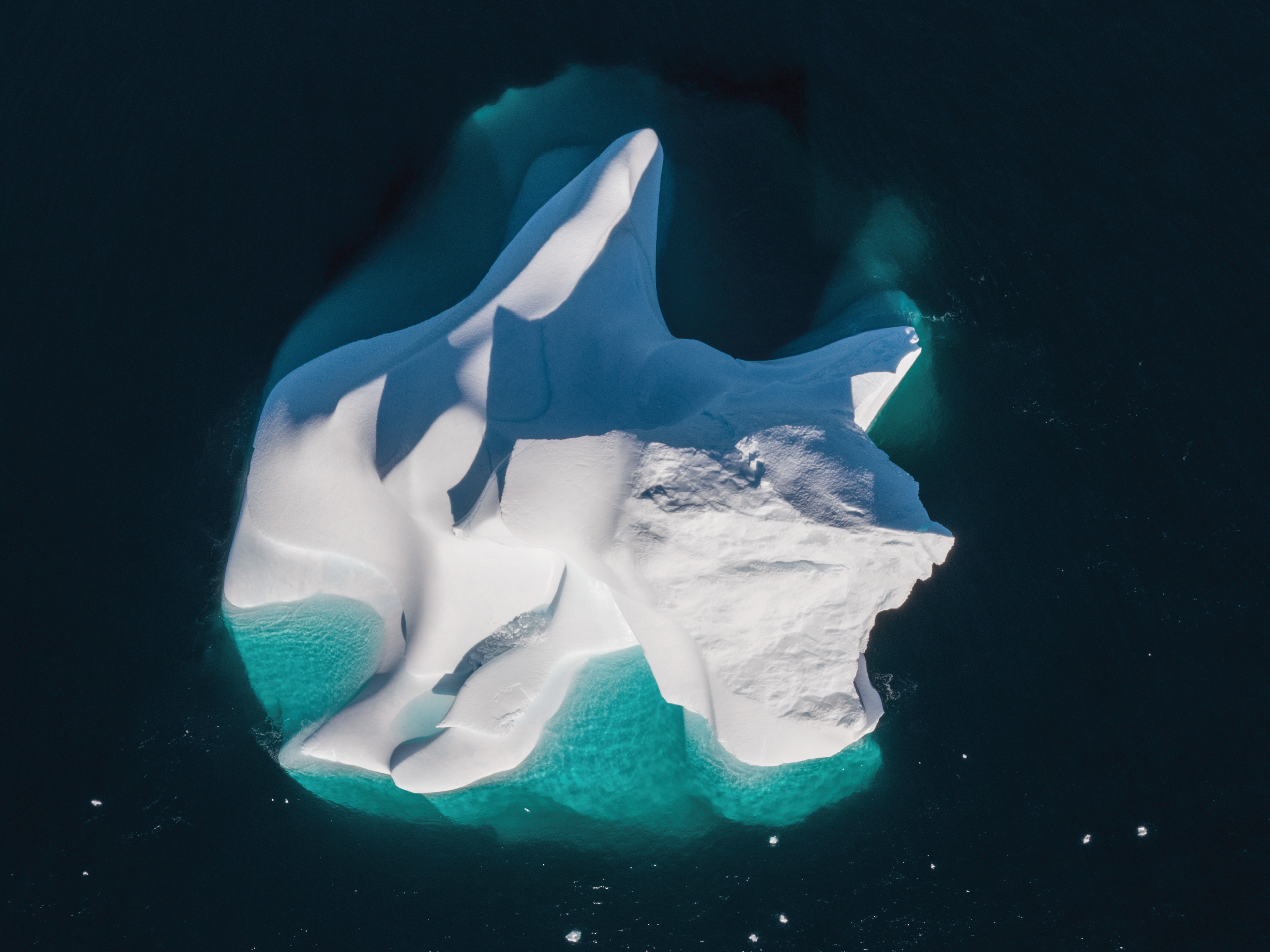 Aerial view of an iceberg taken by Robert Kautuk