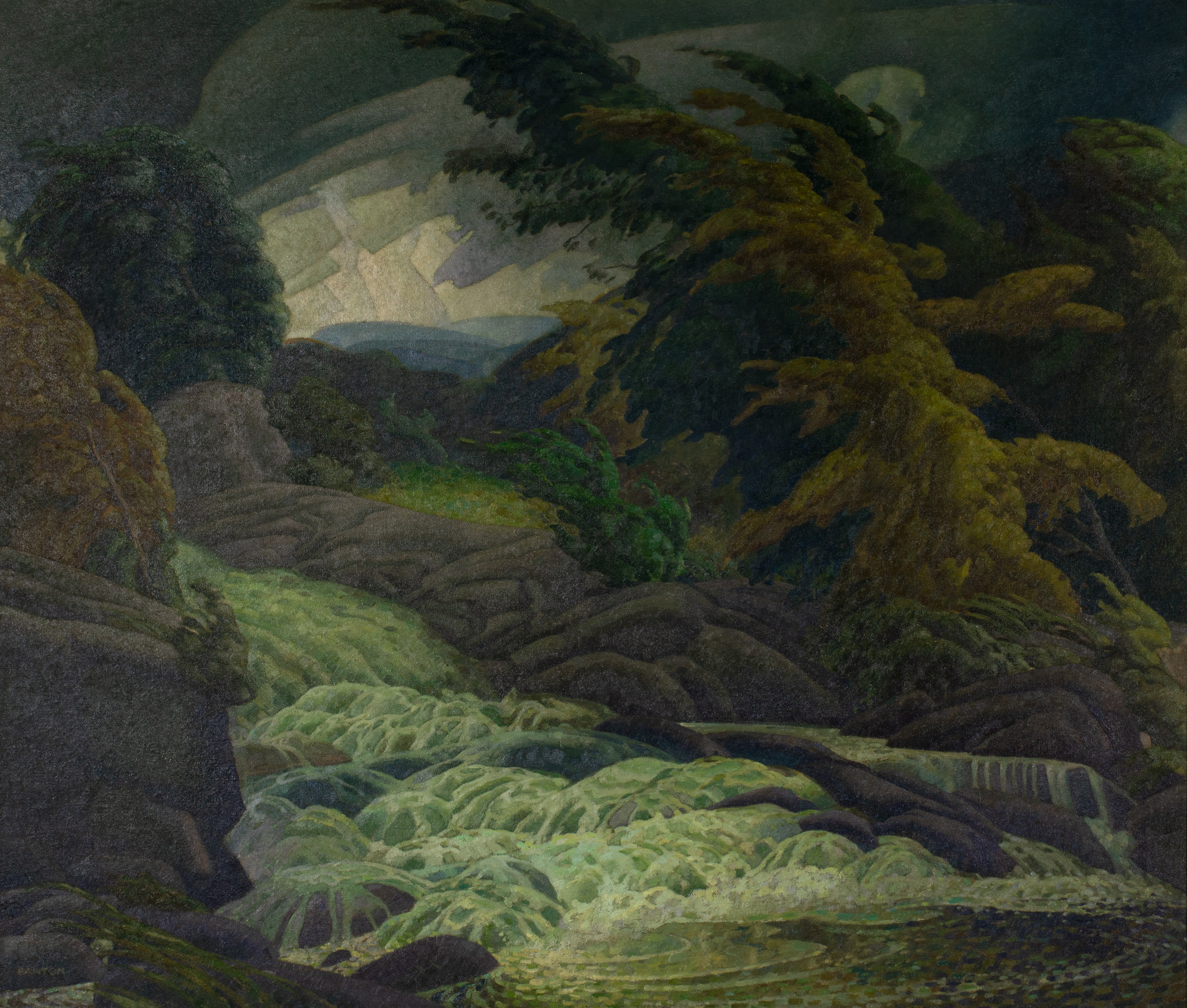 Lawrence Arthur Colley Panton, Green Cascade, 1936; oil on canvas. From the collection of the Judith & Norman Alix Art Gallery