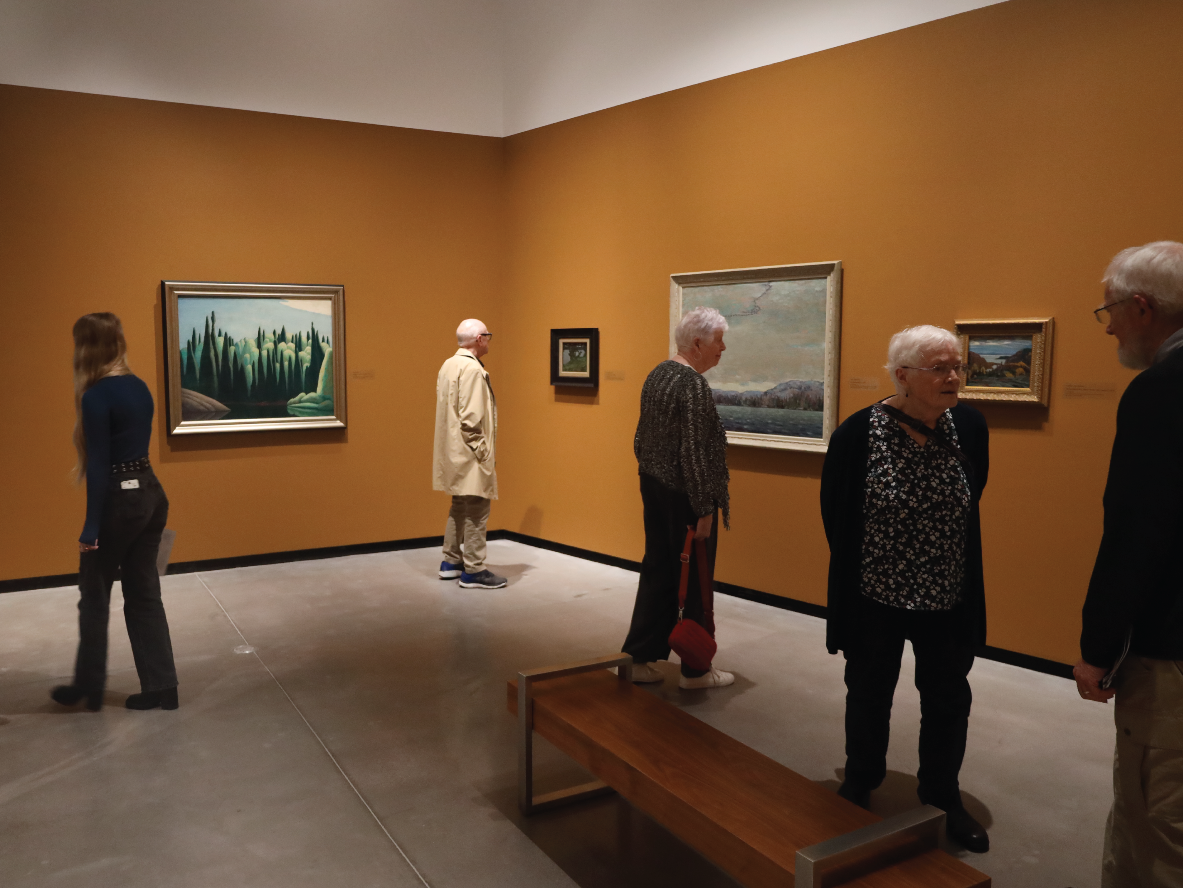 patrons viewing the Tom Thomson and Group of Seven exhibition at JNAAG