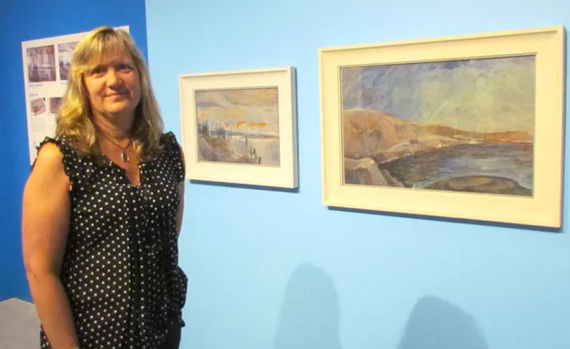 Art Collections Officer, Shelly Mallon with works by Emily Carr